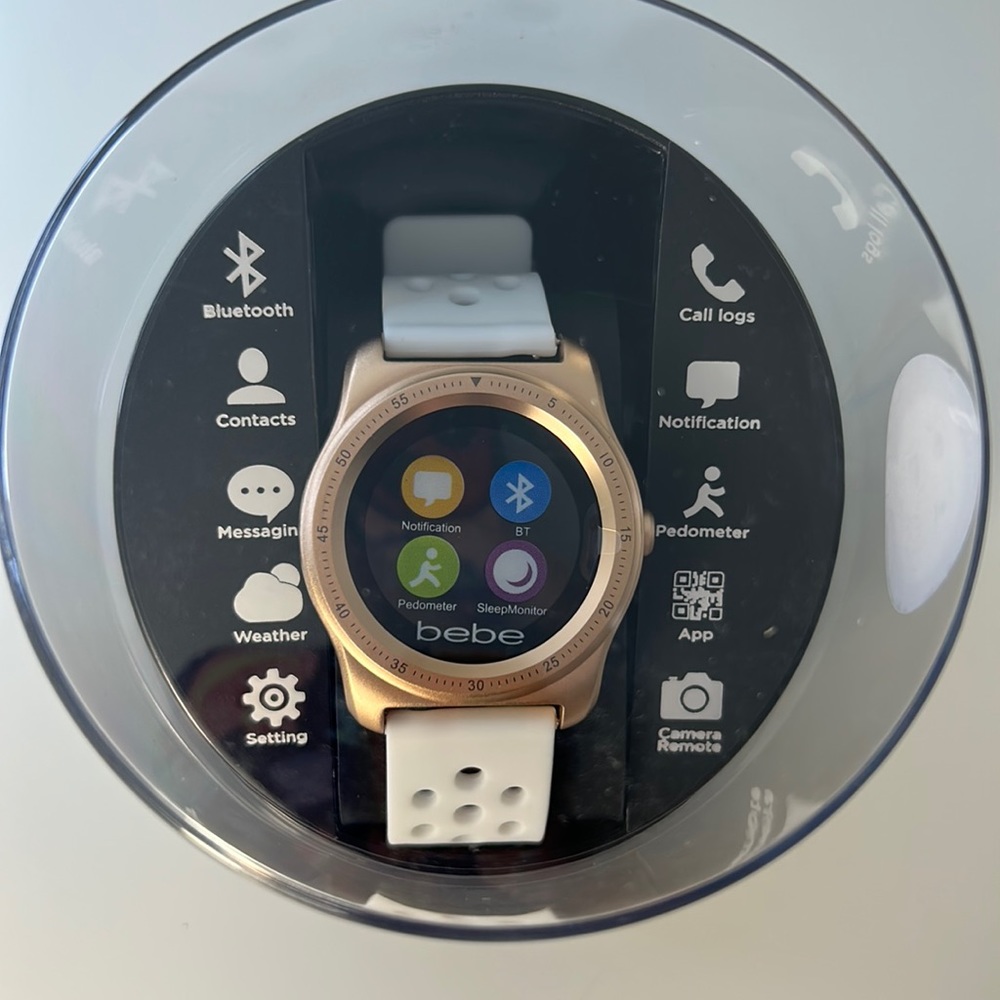 Bebe rose gold and white smart watch
